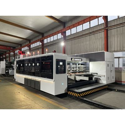 4 Kleuren Druk Slotting Die-Cutting Folder Glue Strapping Box Making Line Machine