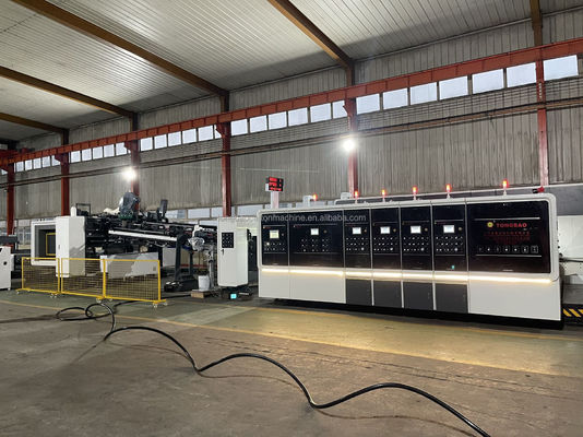 4 Kleuren Druk Slotting Die-Cutting Folder Glue Strapping Box Making Line Machine