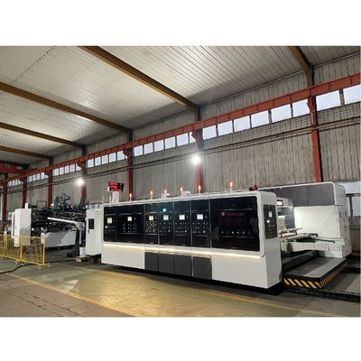 1200 mm Automatische Flexodruk Slotting Die Cutting Folding Gluing Strapping Inline Machine