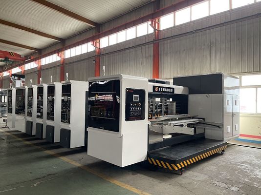 1200 mm Automatische Flexodruk Slotting Die Cutting Folding Gluing Strapping Inline Machine